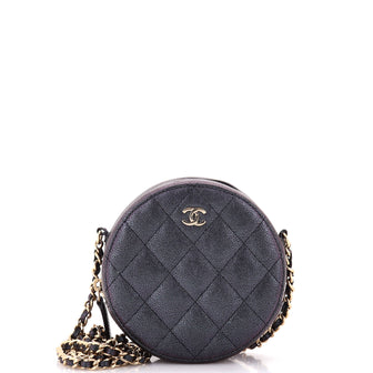 Chanel Round Clutch with Chain Quilted Iridescent Caviar Mini