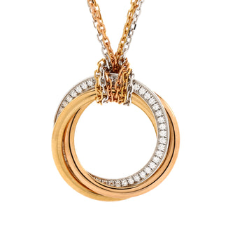 Cartier Trinity Pendant Necklace 18K Tricolor Gold with Pave Diamonds Medium