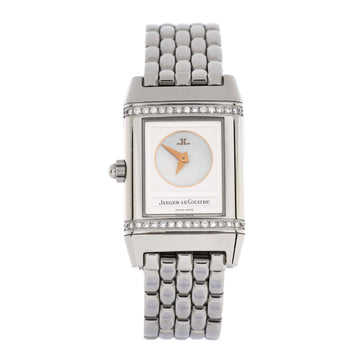 Jaeger-LeCoultre Reverso Classic Duetto Manual Watch Stainless Steel with Diamond Bezel and Mother of Pearl 21