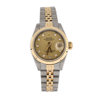 Rolex Oyster Perpetual Datejust Automatic Watch Stainless Steel and Yellow Gold with Diamond Markers 26