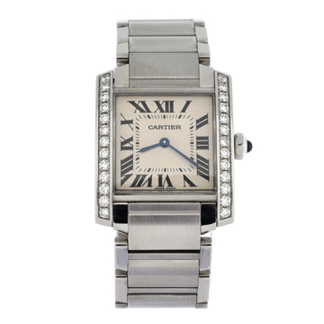 Cartier Tank Francaise Quartz Watch Stainless Steel with Diamond Bezel 25
