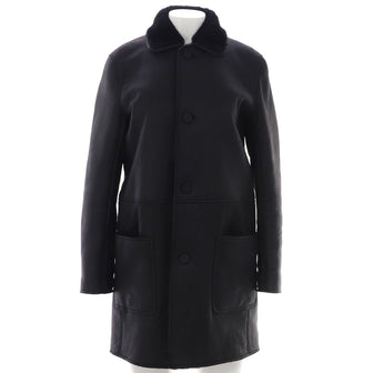 Celine Women's Reversible Button Up Coat Leather and Fur