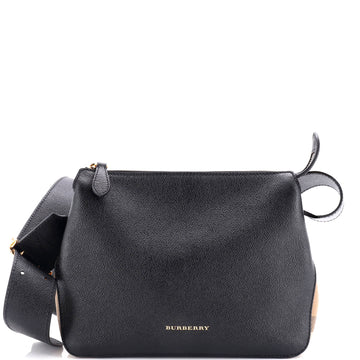 Burberry Helmsley Crossbody Bag Leather with House Check Canvas Small
