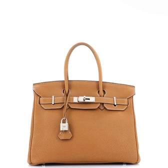 Hermes Birkin Handbag Brown Togo with Palladium Hardware 30