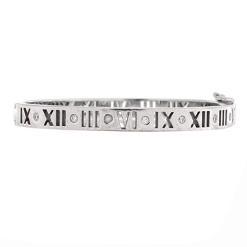 Tiffany & Co. Atlas Pierced Bangle Bracelet 18K White Gold with Diamonds