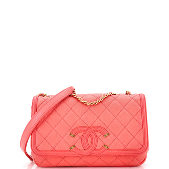 Chanel Filigree Flap Bag Quilted Caviar Small
