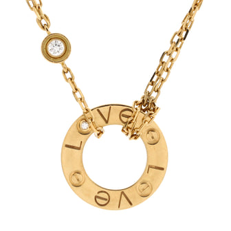 Cartier 2 Diamonds Love Pendant Necklace 18K Yellow Gold and Diamonds