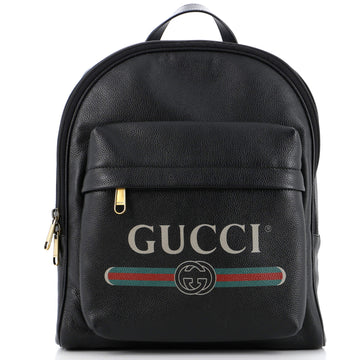 Gucci Logo Front Pocket Backpack Printed Leather