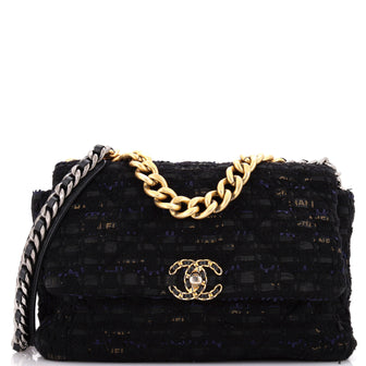 Chanel 19 Flap Bag Quilted Tweed and Ribbon Large