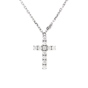 Cartier Cross Pendant Necklace 18K White Gold with Diamonds