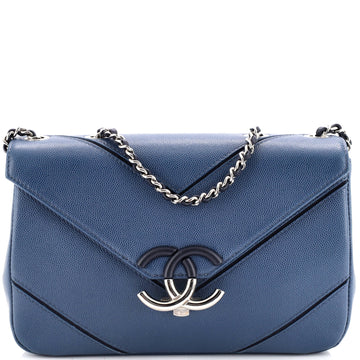 Chanel Macro Flap Bag Chevron Caviar Large