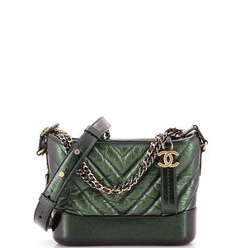 Chanel Gabrielle Hobo Chevron Metallic Aged Calfskin Small