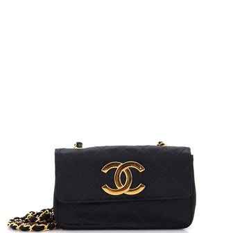 Chanel Vintage CC Chain Flap Bag Stitched Satin Mini