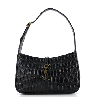 Saint Laurent Le 5 a 7 Hobo Crocodile Embossed Leather Small