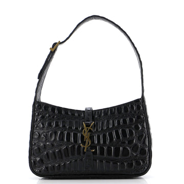 Saint Laurent Le 5 a 7 Hobo Crocodile Embossed Leather Small