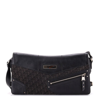 Christian Dior Vintage Street Chic Shoulder Handbag Diorissimo Canvas with Leather Medium