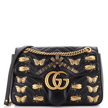 Gucci GG Marmont Flap Bag Embellished Matelasse Leather Medium