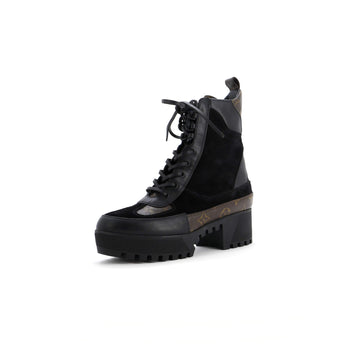 Louis Vuitton Women's Laureate Platform Desert Boots Suede with Monogram Canvas