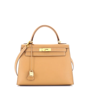 Hermes Kelly Handbag Brown Epsom with Gold Hardware 28