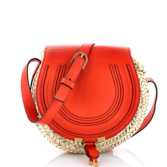 Chloe Marcie Basket Crossbody Bag Raffia and Leather Small