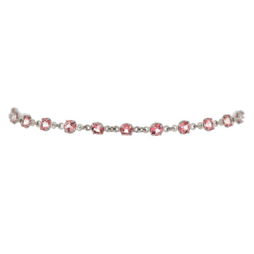 Gucci GG Running Chain Toggle Bracelet 18K White Gold and Pink Topaz