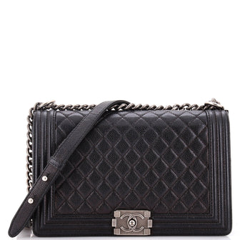 Chanel Boy Flap Bag Quilted Caviar New Medium