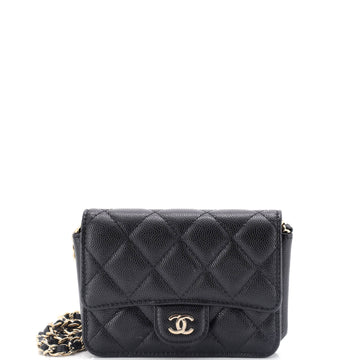 Chanel Classic Flap Clutch with Chain Quilted Caviar Small
