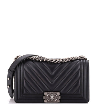 Chanel Boy Flap Bag Chevron Lambskin Old Medium