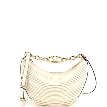 Valentino Garavani Vlogo Moon Hobo Pleated Leather Small