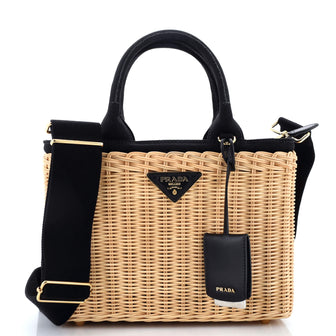 Prada Basket Bag Wicker with Canapa Small