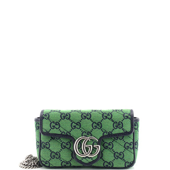 Gucci GG Marmont Flap Bag Diagonal Quilted GG Canvas Super Mini