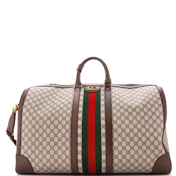 Gucci Savoy Web Convertible Duffle Bag GG Coated Canvas Maxi