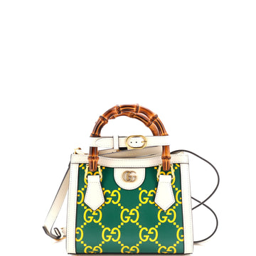Gucci Diana NM Bamboo Handle Tote GG Printed Leather Mini