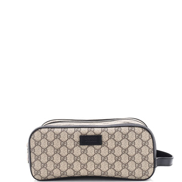 Gucci Double Zip Toiletry Pouch GG Coated Canvas Medium