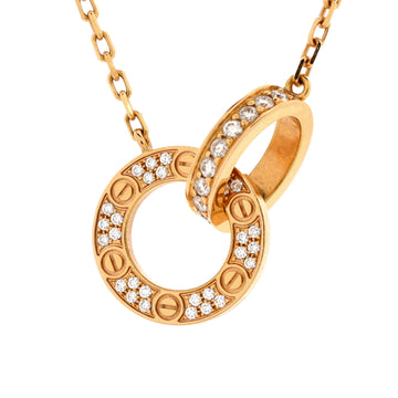 Cartier Love Interlocking Pave Necklace 18K Rose Gold and Diamonds