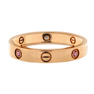 Cartier Love Double Ring 18K Rose Gold with Pink Sapphires and Diamonds