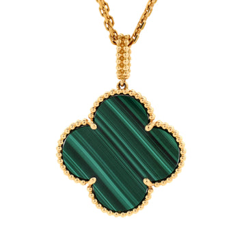 Van Cleef & Arpels Magic Alhambra Pendant Necklace 18K Yellow Gold and Malachite