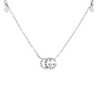Gucci GG Running Pendant Necklace 18K White Gold with Diamonds