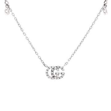 Gucci GG Running Pendant Necklace 18K White Gold with Diamonds