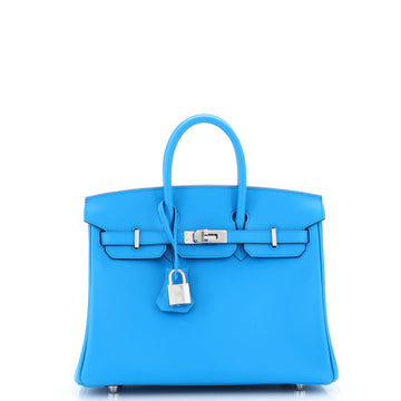 Hermes Birkin Handbag Blue Swift with Palladium Hardware 25
