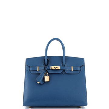 Hermes Birkin Sellier Bag Blue Madame with Gold Hardware 25