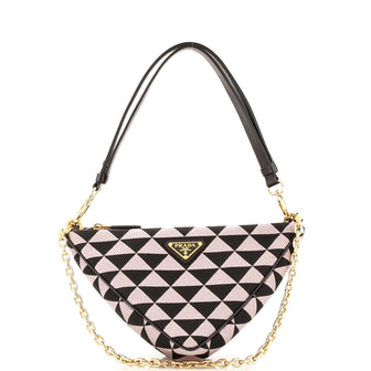 Prada Double Symbole Triangle Bag Leather and Jacquard Mini