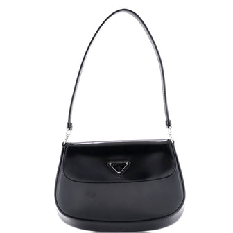 Prada Cleo Flap Shoulder Bag Spazzolato Leather Small