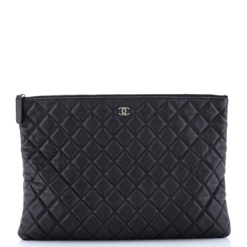 Chanel O Case Clutch Quilted Caviar Large