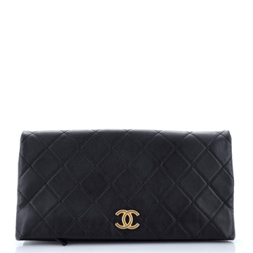 Chanel CC Foldover Clutch Quilted Lambskin Large