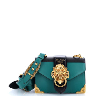 Prada Animalier Cahier Crossbody Bag City Calf and Saffiano Small