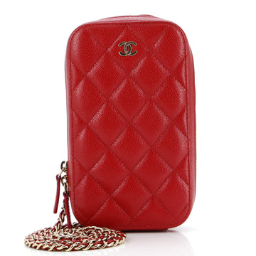 Chanel Zip Around Phone Case with Chain Quilted Caviar
