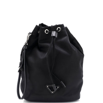 Prada Drawstring Wristlet Bucket Bag Tessuto Small