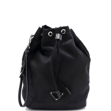 Prada Drawstring Wristlet Bucket Bag Tessuto Small