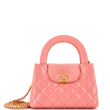 Chanel Kelly Top Handle Shopping Bag Quilted Shiny Aged Calfskin Mini